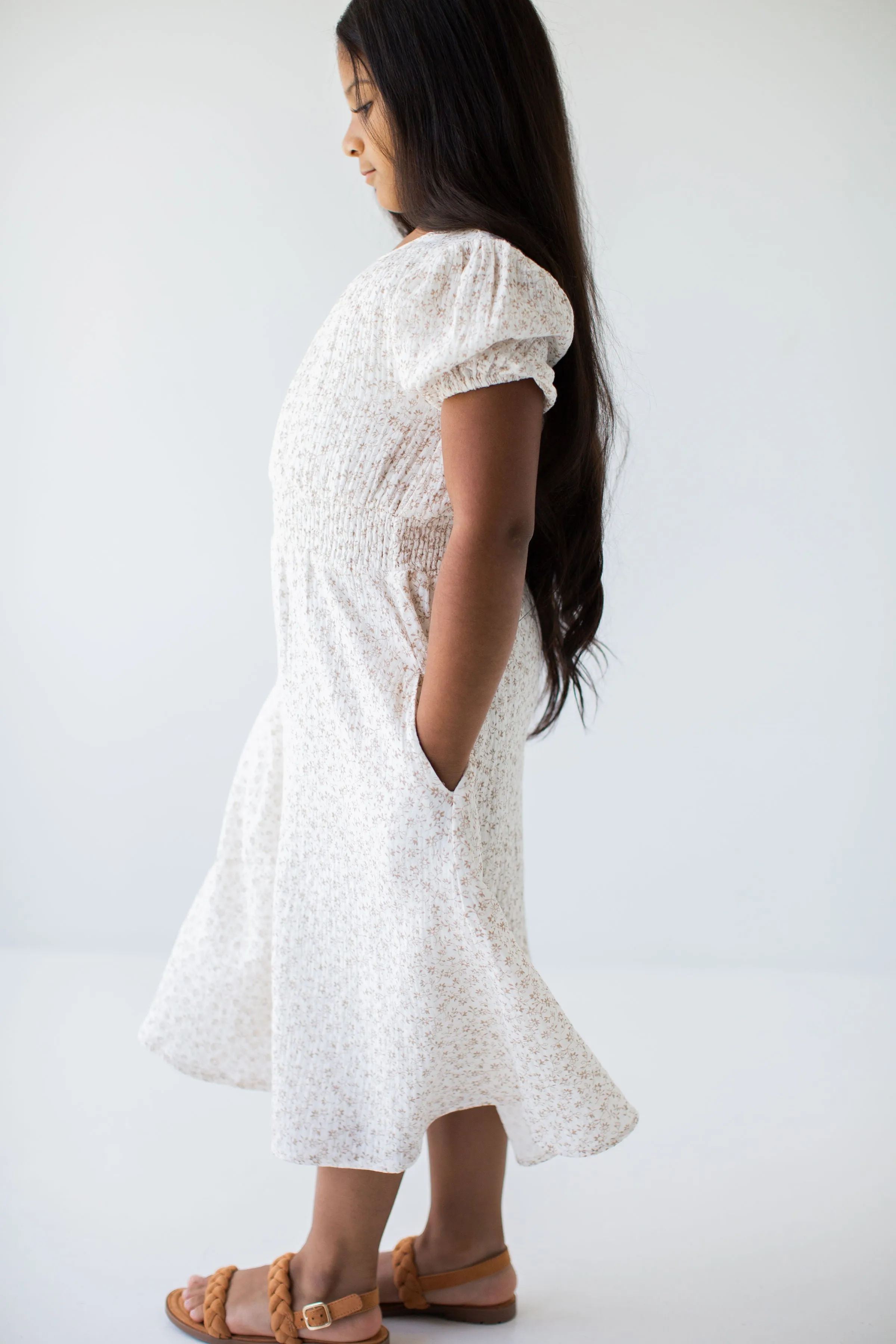 'Alicia' Girl Cotton Gauze Midi Dress