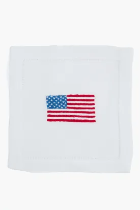 American Flag Embroidered Cocktail Napkins Set of 4