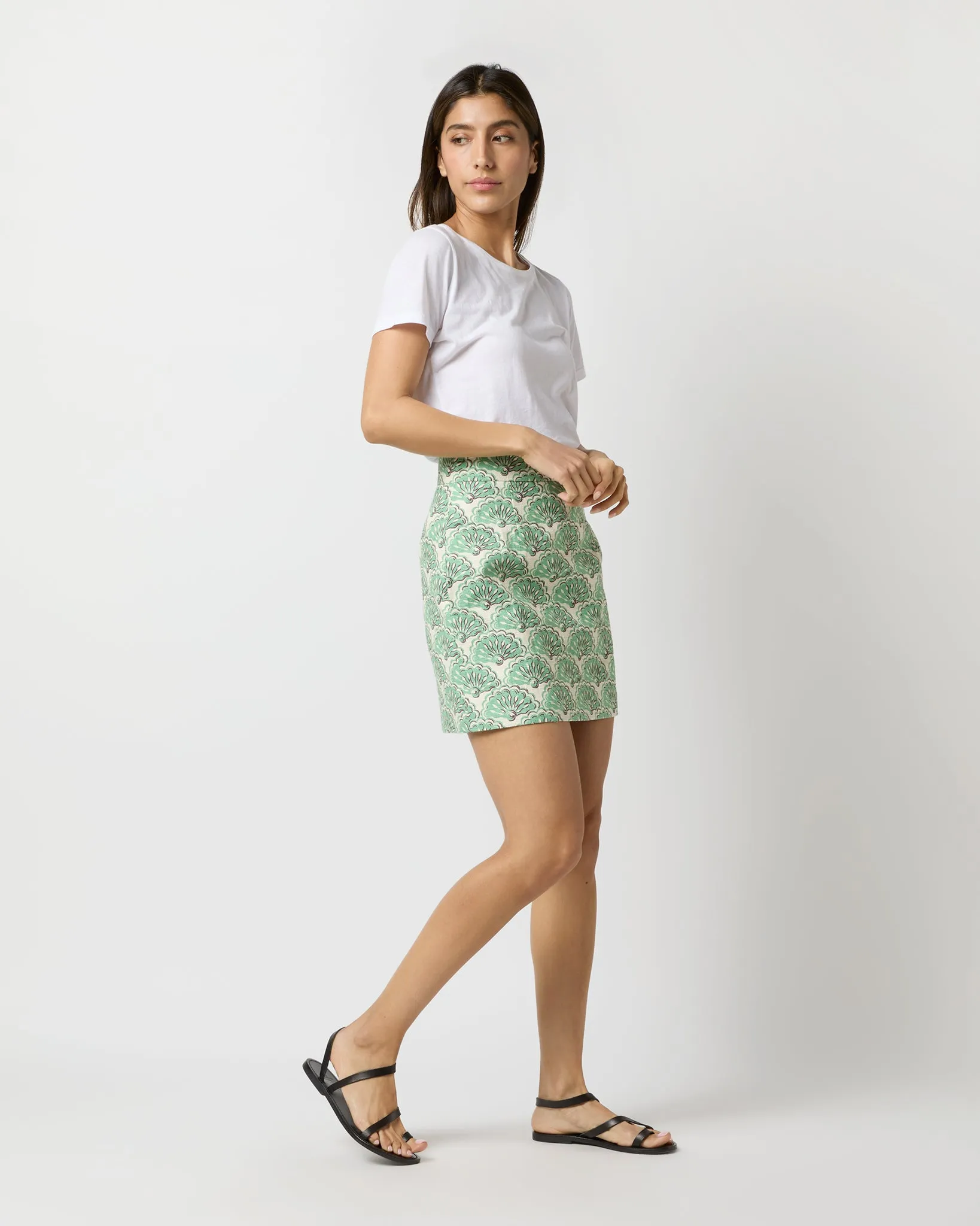 Baia Mini Skirt in Mint Fans Shot Cotton