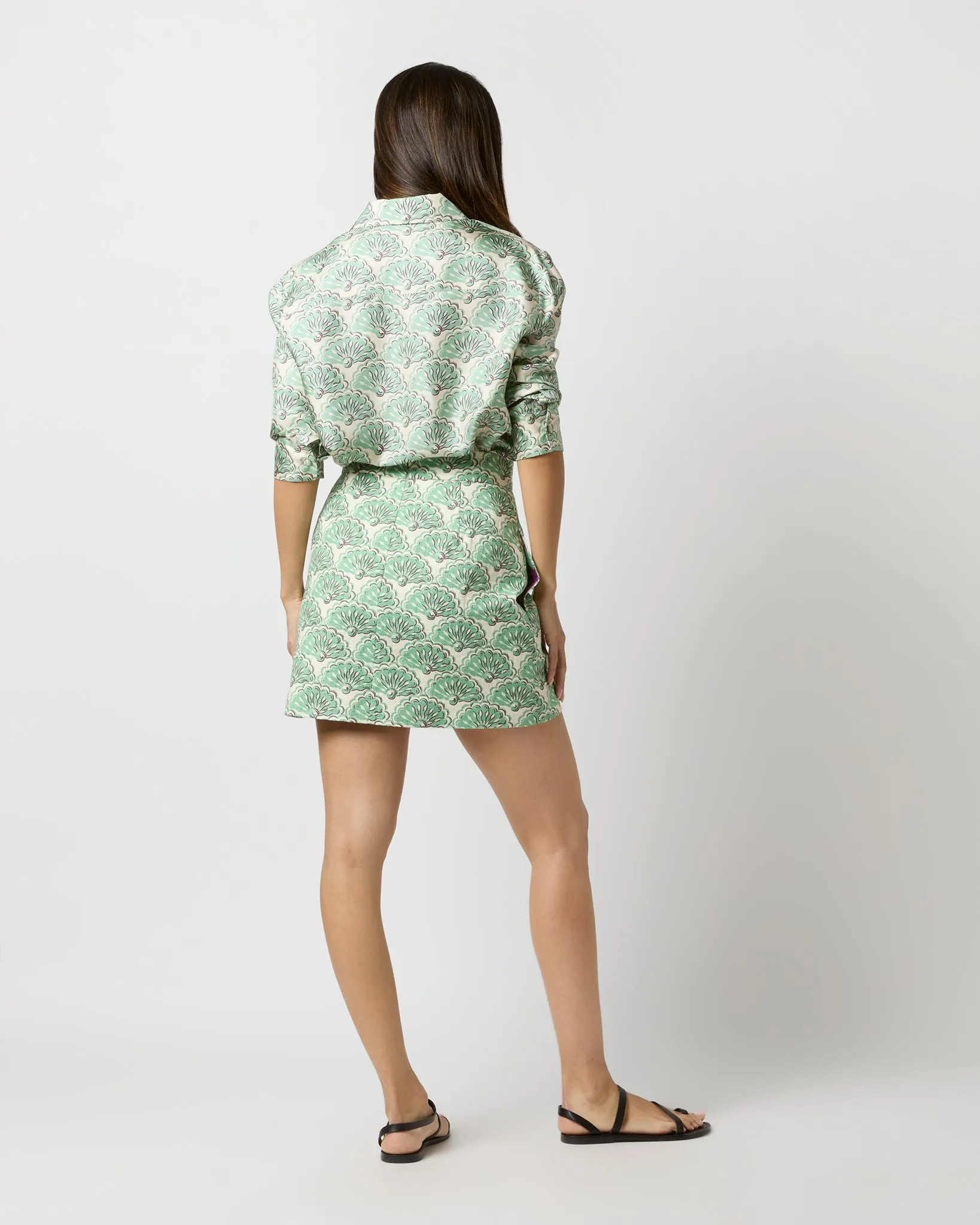 Baia Mini Skirt in Mint Fans Shot Cotton