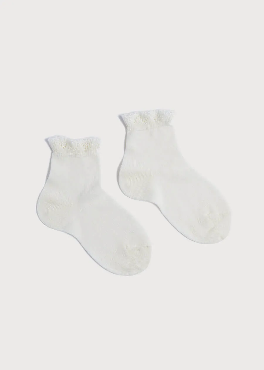 Celebration Short Socks with Ruffle- Cream (3mths-8yrs)