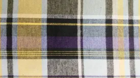 COTTON FLANNEL YARN DYED PLAID D# 5004 NON-STRETCHED WOVEN - SHIRTING FABRIC<br><h6>3-PURPL/BLK/YEL<br>268-CFNL-D5004</h6>