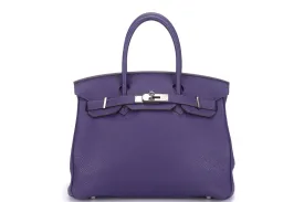 HERMES BIRKIN 30 (STAMP I (2005)) IRIS COLOR TOGO LEATHER SILVER HARDWARE, WITH KEYS, LOCK, RAINCOAT & DUST COVER