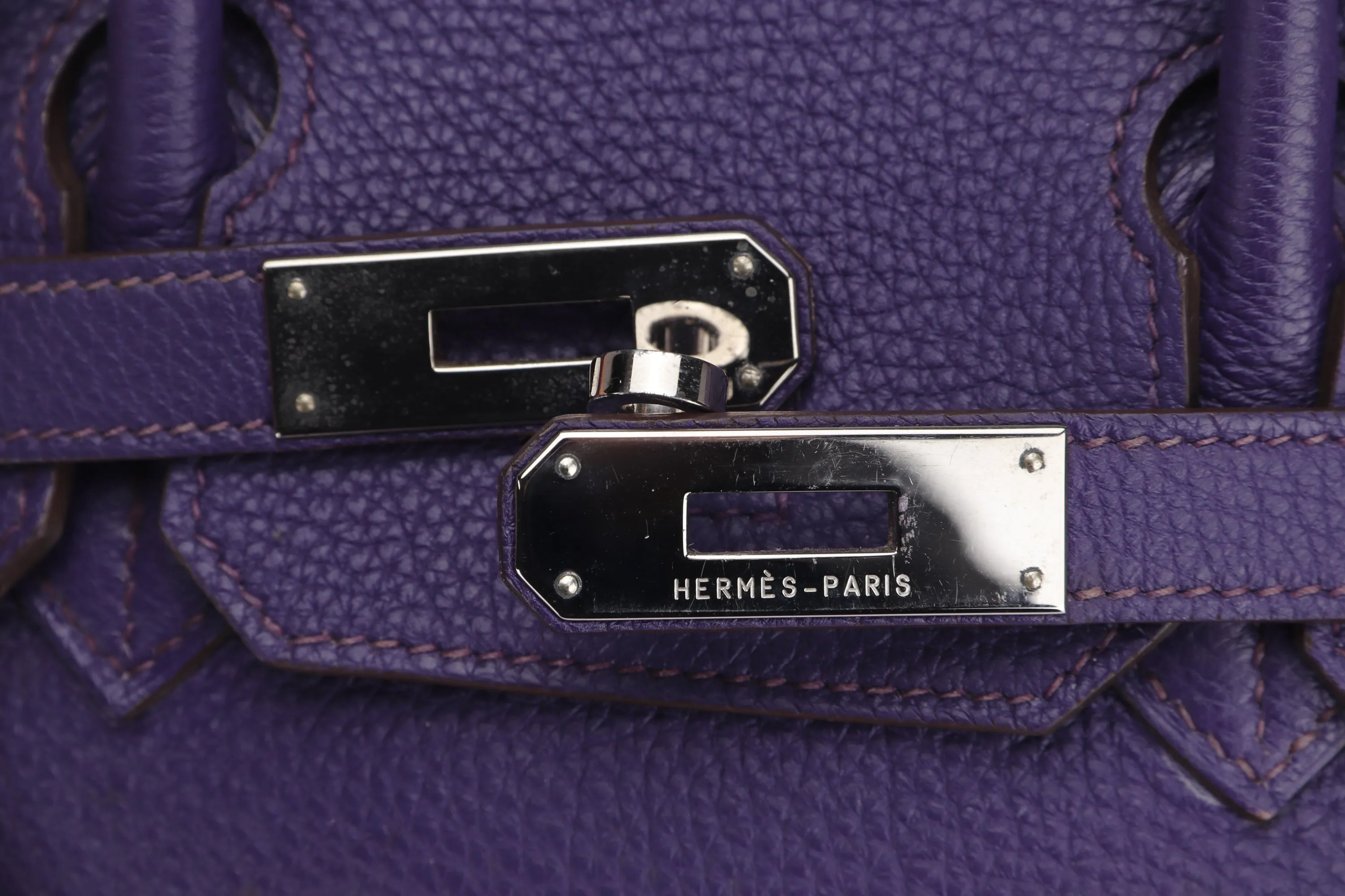 HERMES BIRKIN 30 (STAMP I (2005)) IRIS COLOR TOGO LEATHER SILVER HARDWARE, WITH KEYS, LOCK, RAINCOAT & DUST COVER