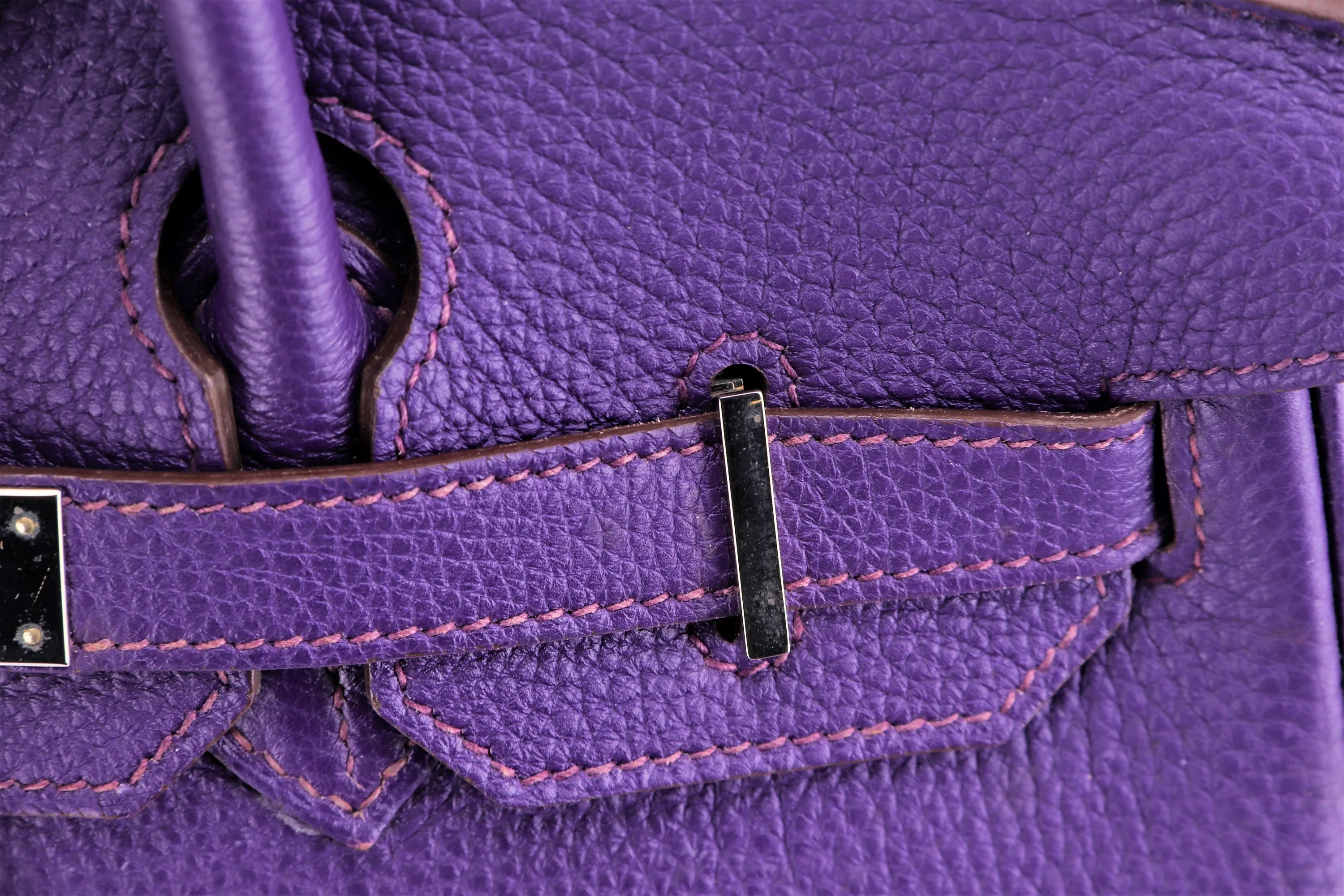 HERMES BIRKIN 30 (STAMP I (2005)) IRIS COLOR TOGO LEATHER SILVER HARDWARE, WITH KEYS, LOCK, RAINCOAT & DUST COVER