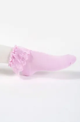 Instant Shipping! Ankle Socks with Lace in Lilac