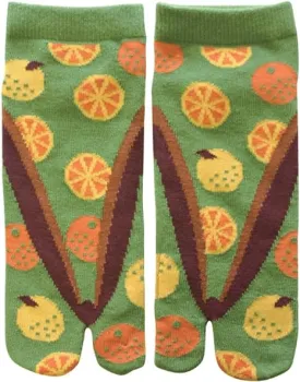 Japanese Tabi Socks for Women Design Lemon and Orange CLEARANCE SALE