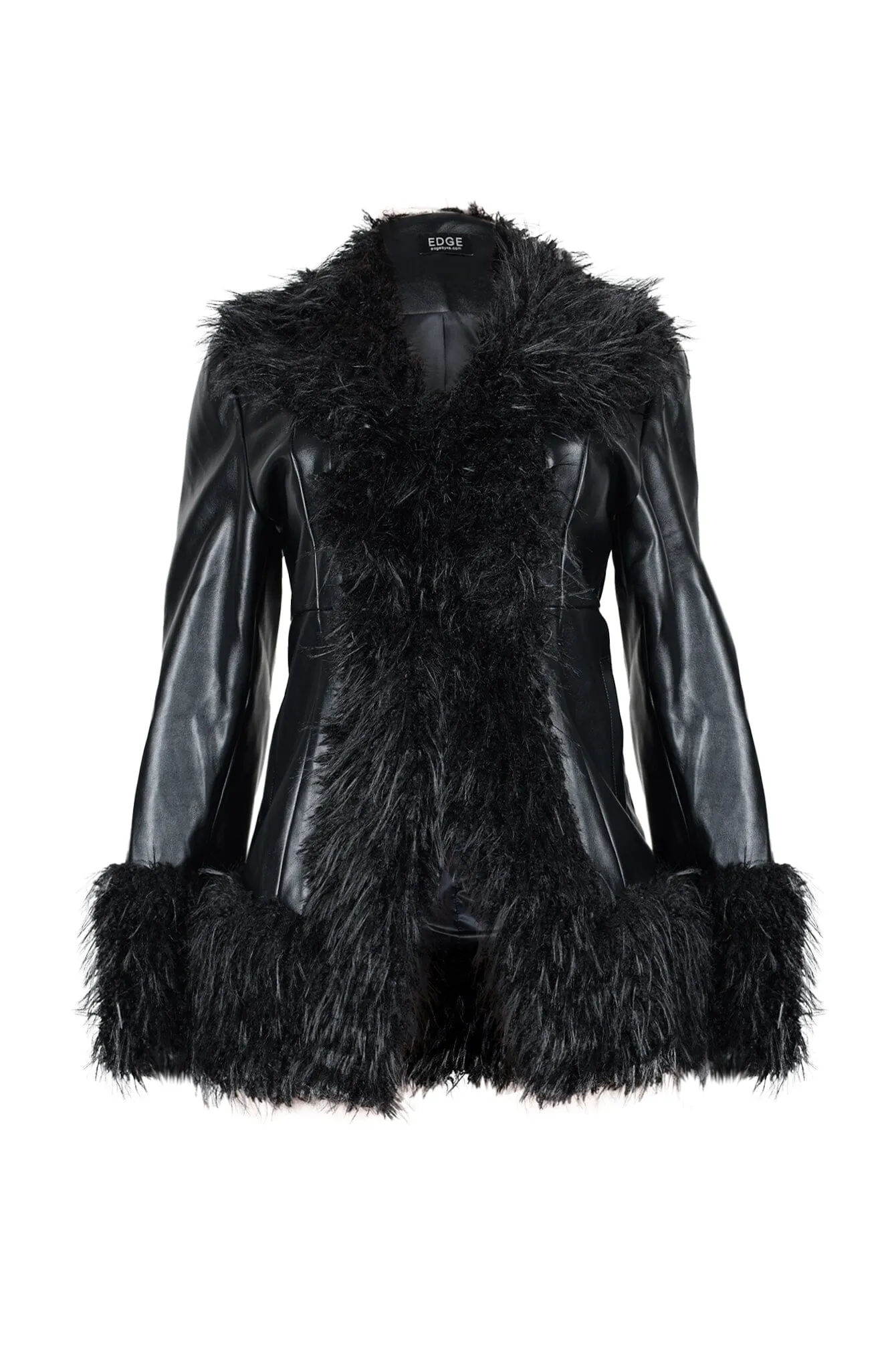 Katy PU Faux Fur Trim Jacket