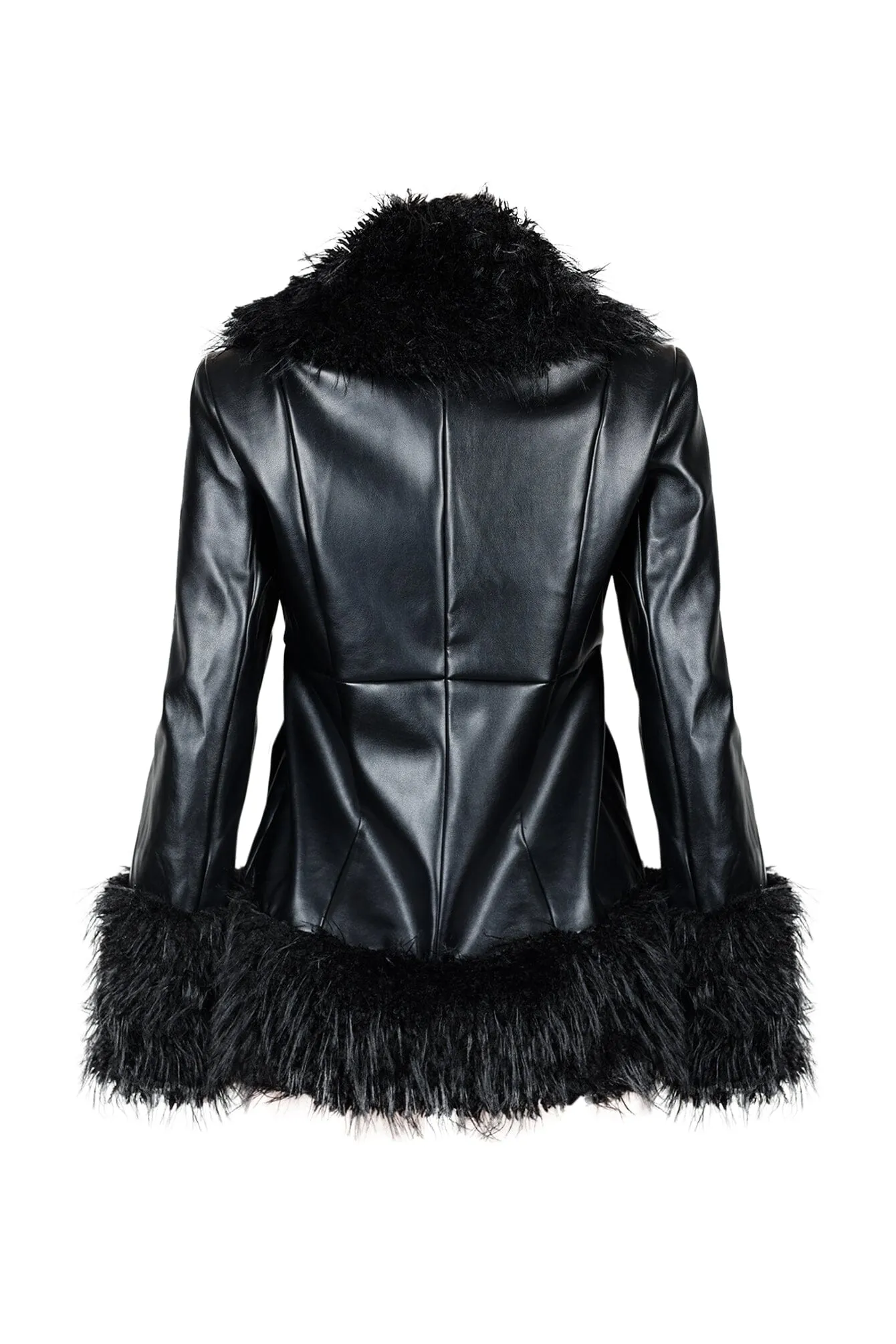 Katy PU Faux Fur Trim Jacket