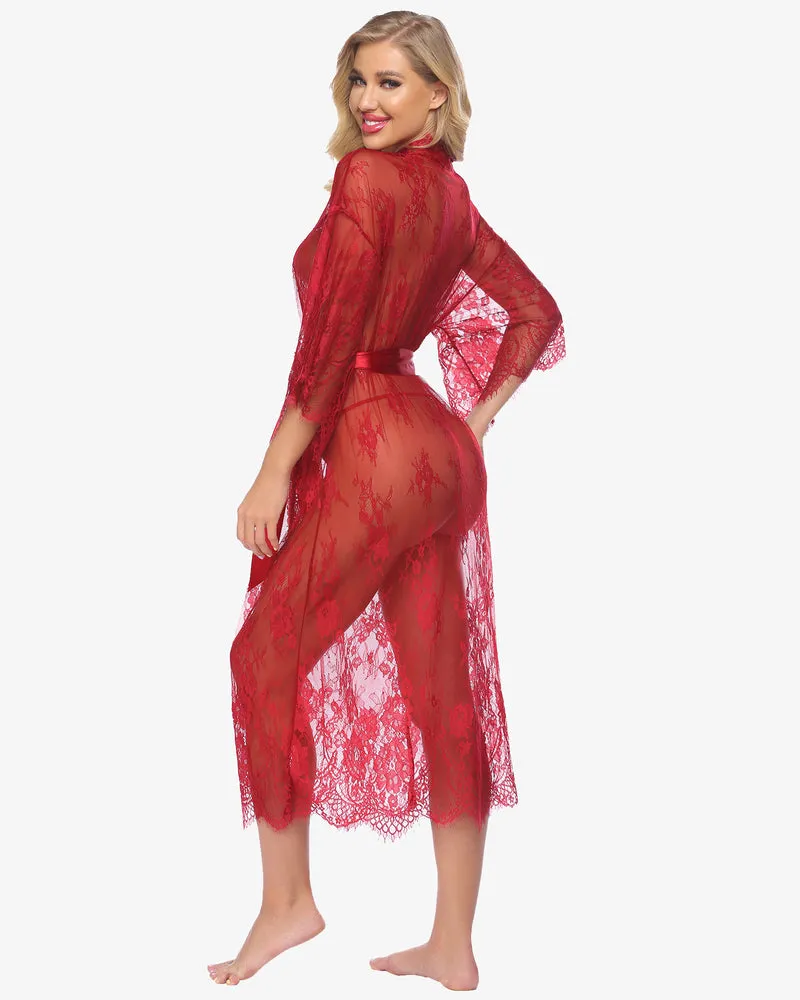 Lace Kimono Robe Sheer Nightdress