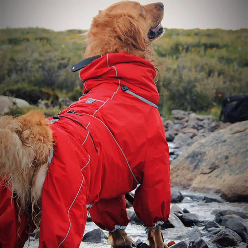 Large Dog Outdoor Jacket Waterproof Adjustable Dog Rain Coat