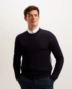 Liblo Ls Merino Branded Crew Neck Navy