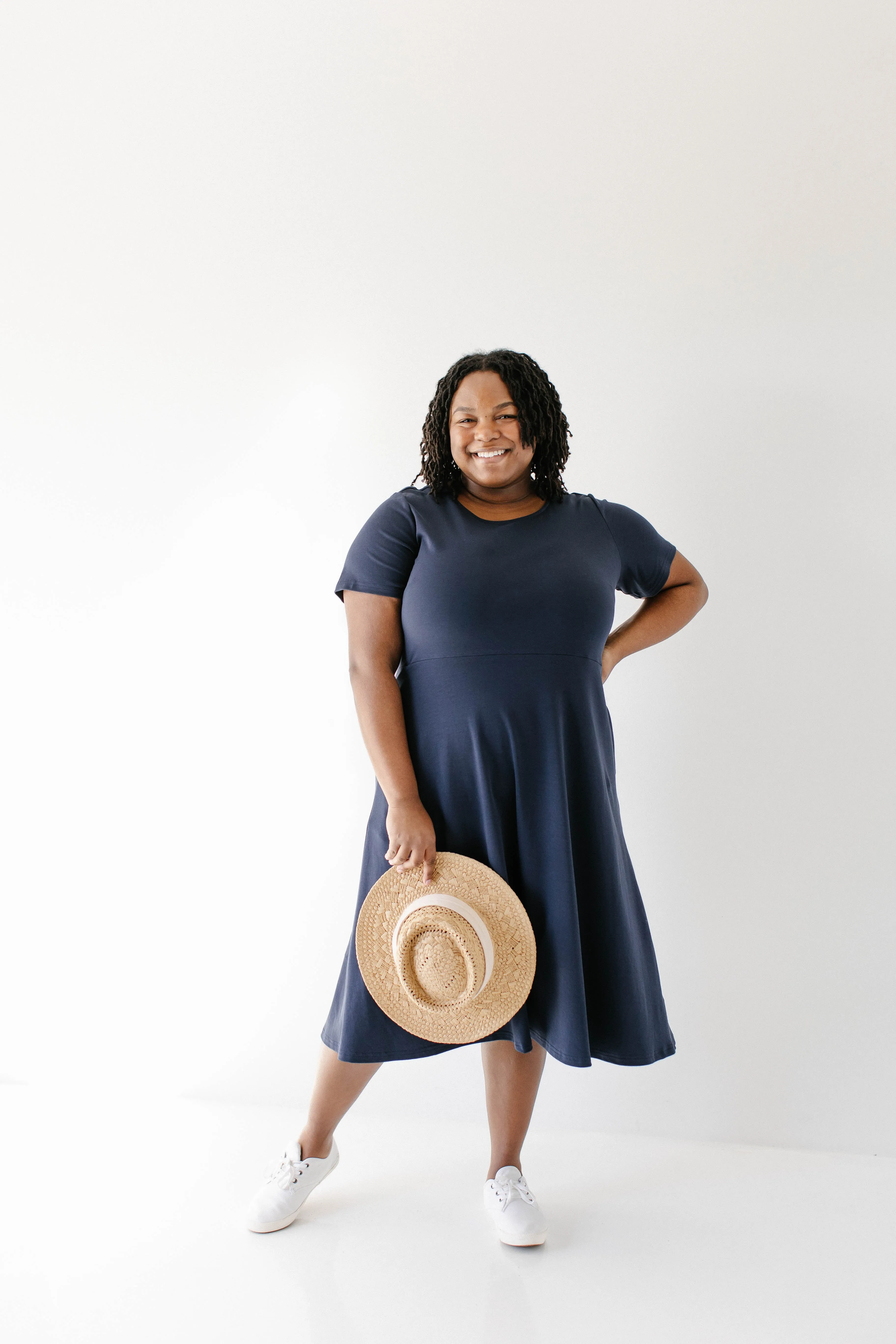 'Marianne' Fit & Flare Cotton Blend Dress