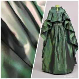 NEW Lady Lisa Designer 100% Silk Taffeta - Solid Green with Pink Iridescence