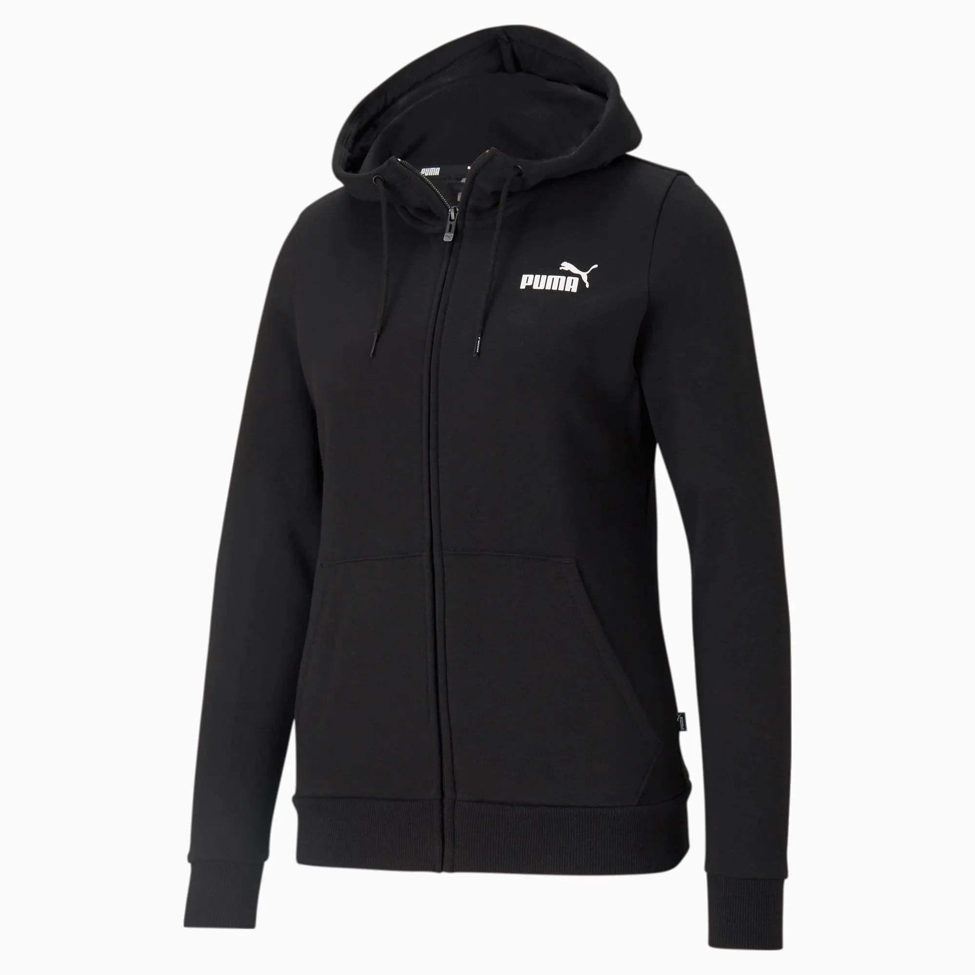 PUMA WOMEN'S ESSENTIALS FULL-ZIP BLACK JACKET