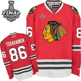 Teuvo Teravainen #86 Chicago Blackhawks Reebok Home Red Premier Jersey w/ 2015 Stanley Cup Patch