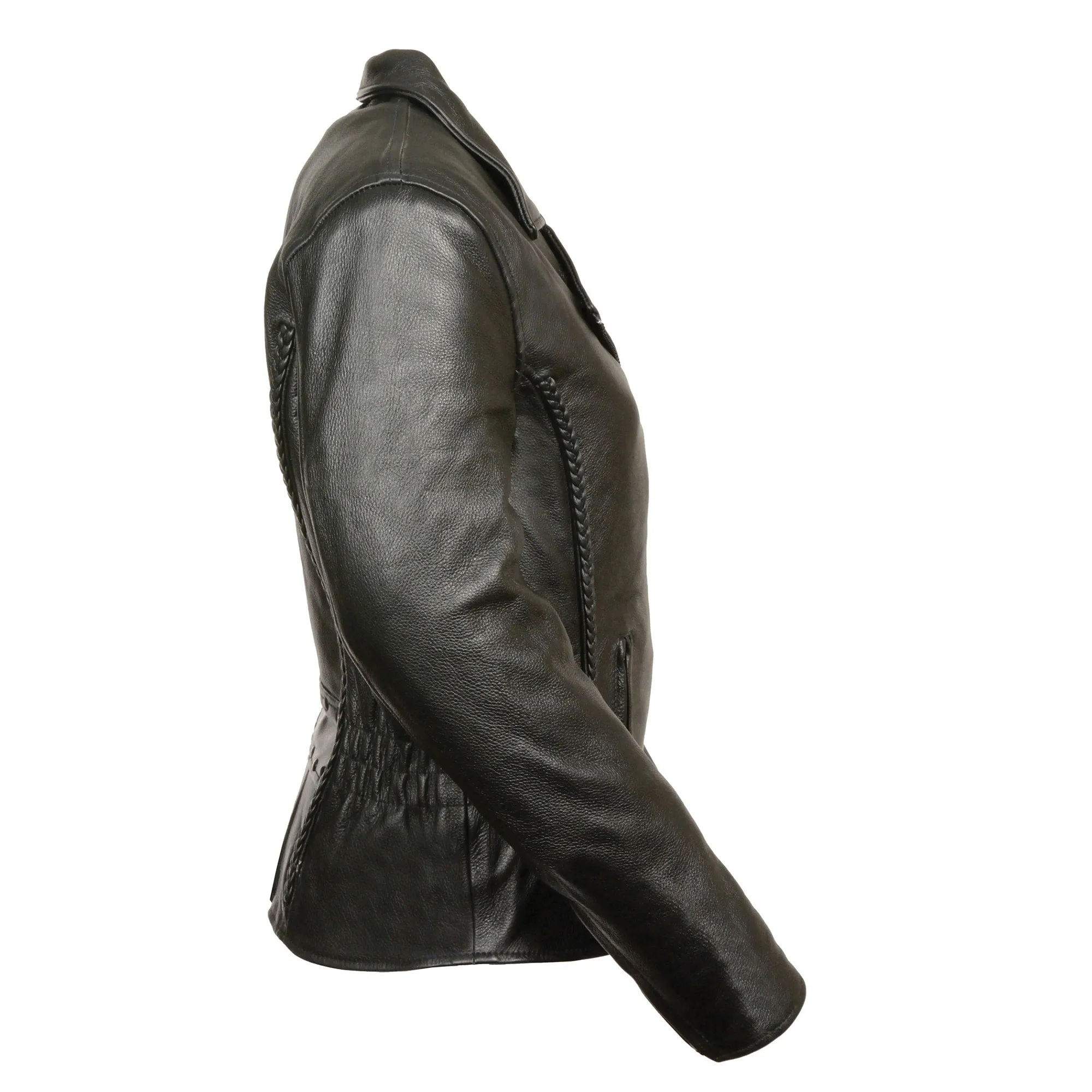 Women’s leather Jacket with Braid & Stud Back Detailing