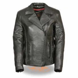 Women’s leather Jacket with Braid & Stud Back Detailing